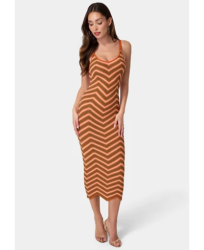 Bebe Women's Chevron Crochet Midi Dress