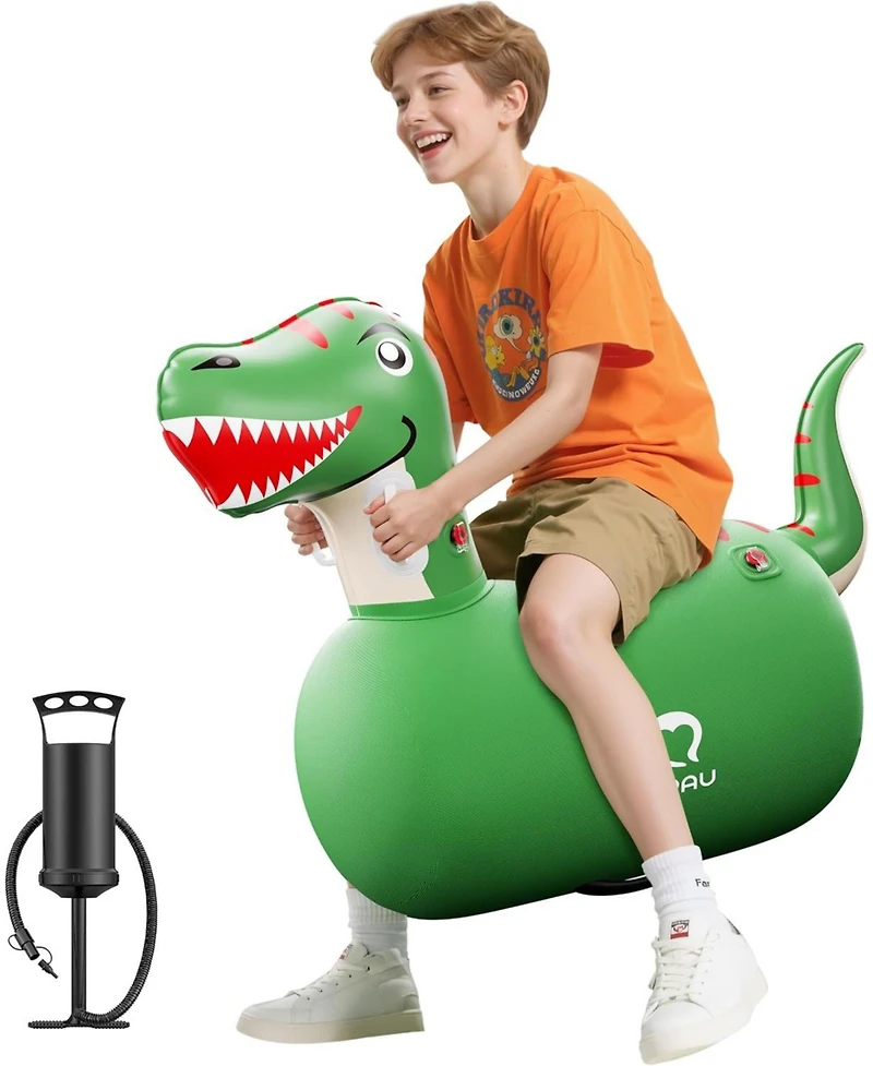 Qpau Infatable Bouncy Toys with Hand Pump, Heavy Duty Giant Bouncy Pal, 220lbs Load Capacity, Ride On Bouncy Animal Hopper Toy