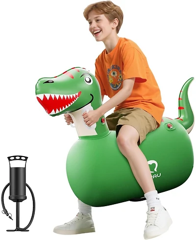 Qpau Infatable Bouncy Toys with Hand Pump, Heavy Duty Giant Bouncy Pal, 220lbs Load Capacity, Ride On Bouncy Animal Hopper Toy
