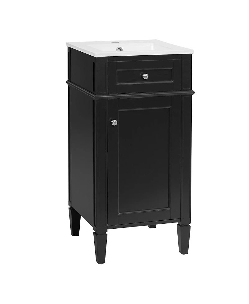 Sillysis 16 Inch French Modern Freestanding Bathroom Vanity with Ceramic Sink and Soft Close Door for Small Spaces