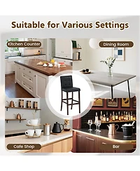 Sugift Pvc Leather Bar Stools Set of Two with Solid Wood Legs