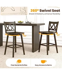 Sugift Wooden Bar Stools Set of Two with Solid Wood Frame