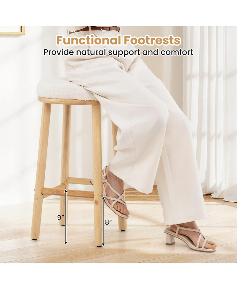 Sugift Upholstered Bar Stools Set of Two with Boucle Fabric Seats