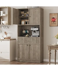 gaomon 70" Tall Kitchen Pantry Cabinet with Doors, Fluted Drawer and Adjustable Shelves