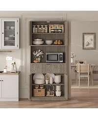 gaomon 70" Tall Kitchen Pantry Cabinet with Doors, Fluted Drawer and Adjustable Shelves