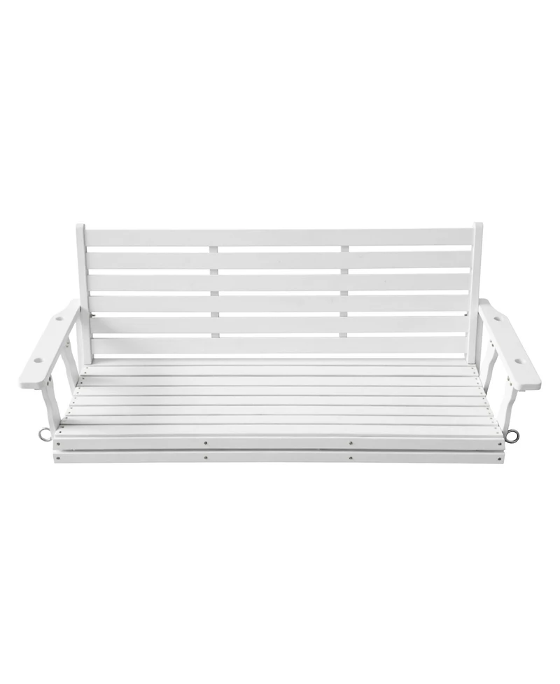 Mega Casa 3-Seater 5FT Extra Large Wooden Porch Swing, Ergonomic Seat, Bench Swing Heavy Duty 880 Lbs, for Outdoor Patio Garden Yard