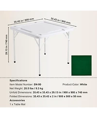 Mecale 35.4" Square Folding Mahjong Table for 4 Players, Wear-Resistant Green Top, Cup Holders & Chip Trays, Portable Game Table