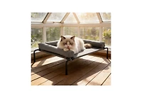 Zeus and Ruta Elevated Cat Bed for Large Cats Portable Raised Cat Cot with Xl Gray Pillow Indoor Outdoor Use