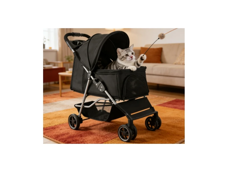 Zeus and Ruta Foldable 3 Wheels Cat Stroller with Brake Up To 35lbs Travel Camp