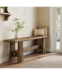 Tribesigns 59" Solid Wood Bench, Farmhouse Entryway Bench, Long Retro Bench for End of Bed, Dining Room