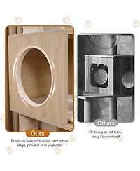 gaomon Cat Tree with Litter Box Enclosure, Hidden Washroom Litter Box Tree with Sisal Scratching Post and Soft Plush Perch, Wooden Cat Furniture