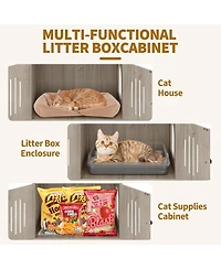 gaomon Cat Tree, 66.9-Inch Cat Tower with Litter Box Enclosure, with Hammock, Washable