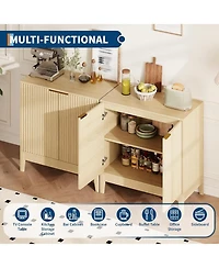 gaomon 31.5" Fluted Cabinet with 2 Doors, Sideboard Buffet, Modern Storage Cabinet with Adjustable Shelf, Multifunctional Accent Credenza Console
