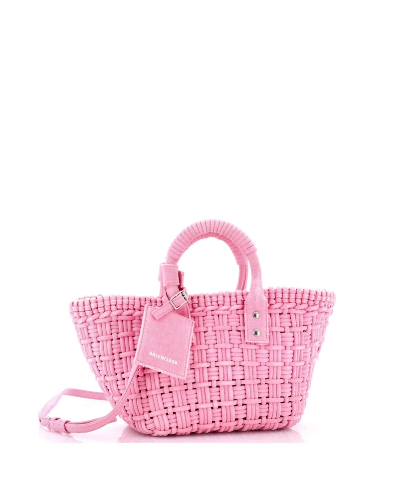 Pre-Owned Balenciaga Xs Bistro Panier Bag Woven Denim