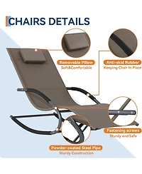 gaomon Adjustable Patio Chaise Lounge with Pillow, All-Weather Steel Frame and Breathable Mesh, Pool Chairs for