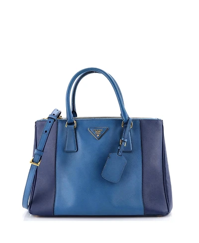 Pre-Owned Prada Medium Bicolor Double Zip Lux Tote Saffiano Leather