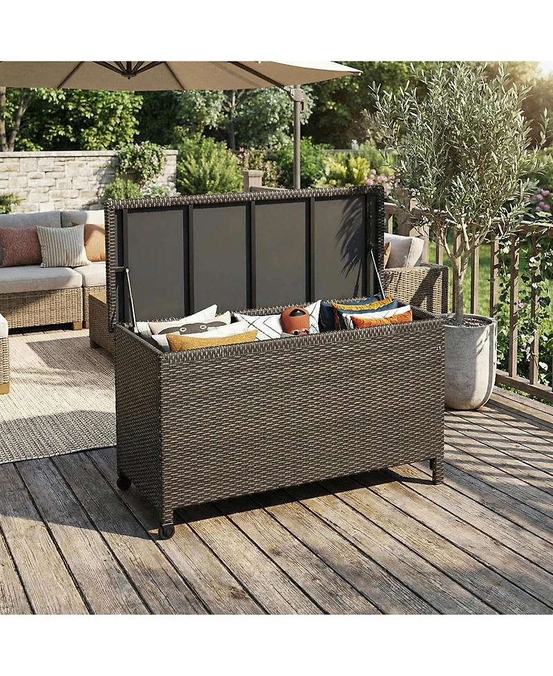 gaomon Wicker Deck Box, 125 Gallon All-Weather Outdoor Storage Rattan Bin for Patio Furniture, Cushions