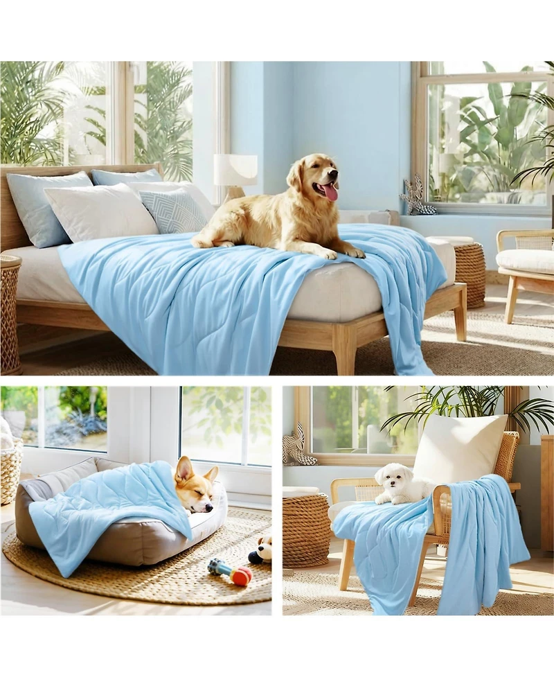 Aronkl Cat Dog Blanket Washable Q-max>0.5 Self-cooling Soft Breathable Calming Pet Mat for Sofa Crate Bed
