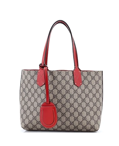 Pre-Owned Gucci Small Reversible Tote Gg Print Leather