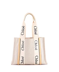 Pre-Owned Chloe Medium Woody Tote Canvas with Leather