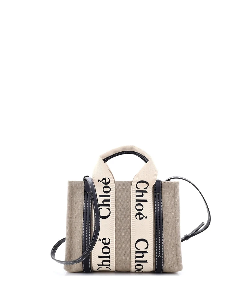 Pre-Owned Chloe Small Woody Tote Canvas with Leather