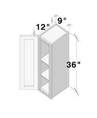 Boyel Living W9" Dove Wall Cabinet with Full Overlay Hdf Door for Custom Kitchen or Bathroom