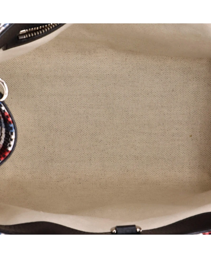 Pre-Owned Gucci Small Iccug Tote Embroidered Faux Raffia