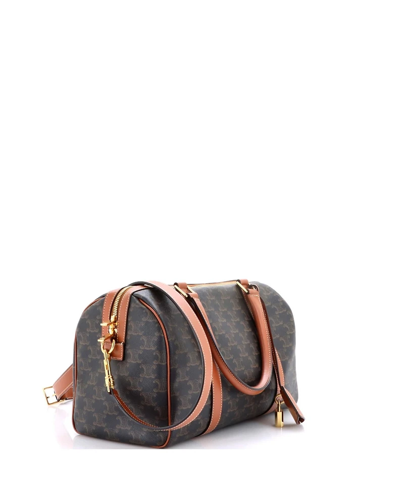 Pre-Owned Celine Medium Boston Bag Triomphe Coated Canvas