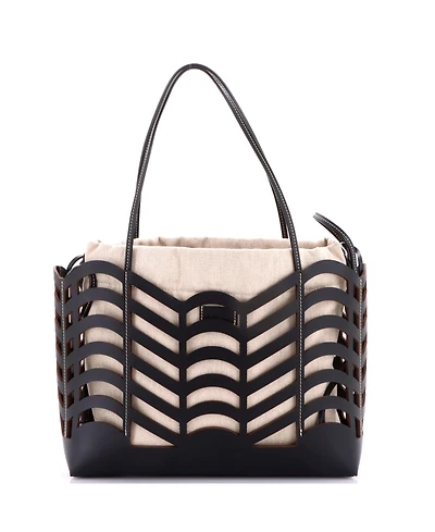Pre-Owned Chloe Small Kayan Tote Laser Cut Leather and Canvas