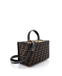 Pre-Owned Fendi Medium Vintage Convertible Lock Box Bag Zucca Canvas