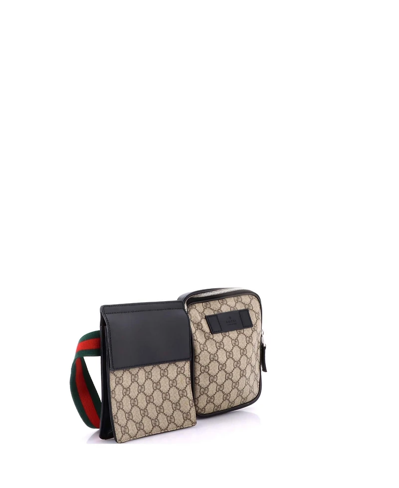 Pre-Owned Gucci Double Web Belt Bag Gg Coated Canvas with Leather