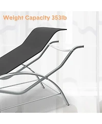 gaomon Outdoor Patio Chaise Lounge Set of Pool Lounge Chairs with Arm & Side Table, Beach Sunbathing Lawn Aluminum Chairs