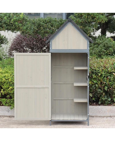 gaomon Outdoor Sheds Storage, Vertical Storage Sheds, Wooden Sheds with Metal Frame, Large Capacity Storage, Box for Backyard Garden