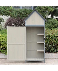 gaomon Outdoor Sheds Storage, Vertical Storage Sheds, Wooden Sheds with Metal Frame, Large Capacity Storage, Box for Backyard Garden