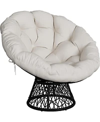 gaomon 37" Wicker Ergonomic Papasan Chair with Extra Thick Fabric Cushion and Steel Frame