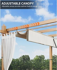 gaomon 10x13 Ft Retractable Outdoor Pergola with Canopy and Side Mesh, Upgraded Wood-Grain Aluminum Pergola, Modern Pavilion for Backyard, Patio