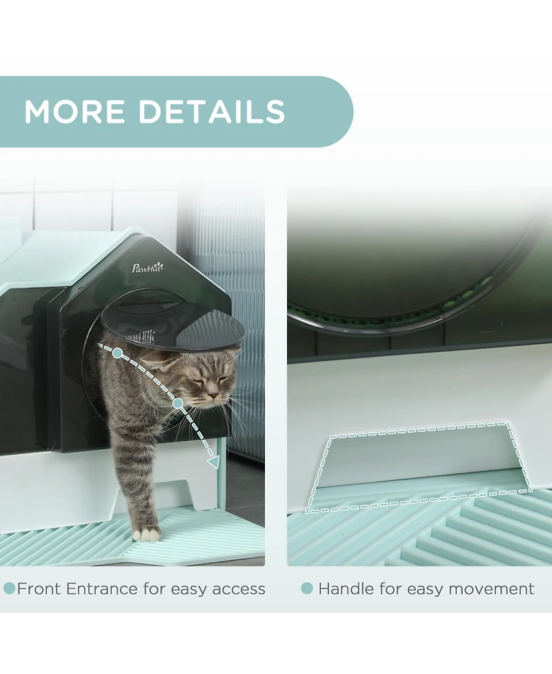 Zeus and Ruta Hooded Cat Litter Box with Odor Control, Easy Clean Pull-Out Drawer, Litter Mat, Handle and Scoop