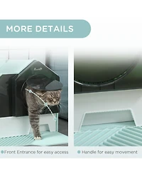 Zeus and Ruta Hooded Cat Litter Box with Odor Control, Easy Clean Pull-Out Drawer, Litter Mat, Handle and Scoop