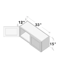 Boyel Living W33" Short Wall Cabinet with Full Overlay Hdf Door for Custom Kitchen or Bathroom