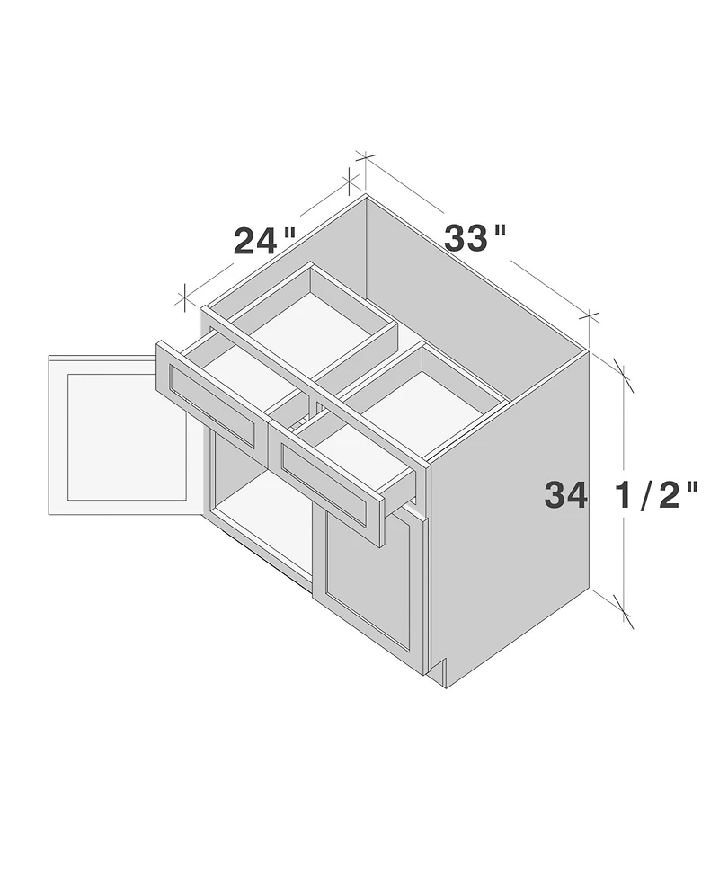 Boyel Living W33" Dove Standard Base Cabinet with Full Overlay Hdf Door and Dovetail Drawer