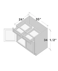 Boyel Living W33" Dove Standard Base Cabinet with Full Overlay Hdf Door and Dovetail Drawer