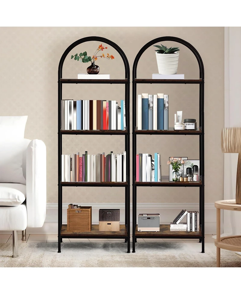 gaomon -Tier Modern Arched Bookshelf with Metal Frame