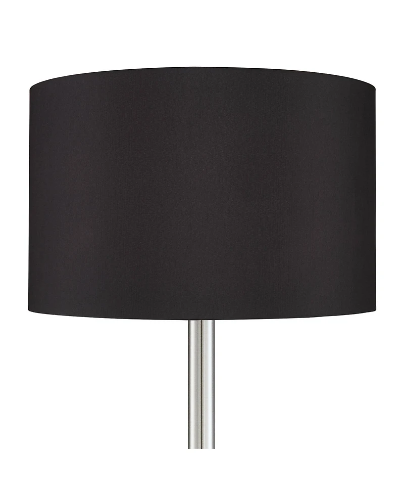 Possini Euro Design Meridian Modern 72" Tall Floor Lamp Brushed Nickel Metal Light Blaster Led Black Drum Shade for Living Room Bedroom