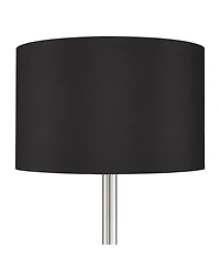 Possini Euro Design Meridian Modern 72" Tall Floor Lamp Brushed Nickel Metal Light Blaster Led Black Drum Shade for Living Room Bedroom