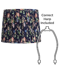 Springcrest Sally 13" Top x 15" Bottom x 12" High x 12" Slant Print Lamp Shade Replacement Pleated Rose Floral Spider Harp Finial