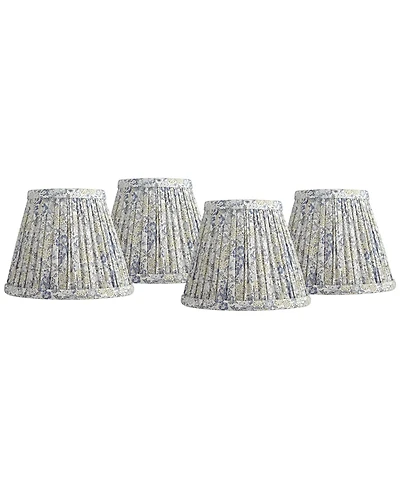 Springcrest Nelle 3 1/2" Top x 6" Bottom x 5" High x 5" Slant Print Lamp Shade Replacement Set of Pleated Clip On Candelabra