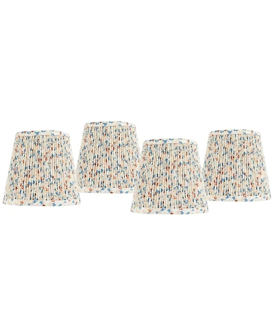 Springcrest 4" Top x 6" Bottom x 5 1/2" High x 5 1/2" Slant Print Lamp Shade Replacement Set of 4 Pleated Clip On