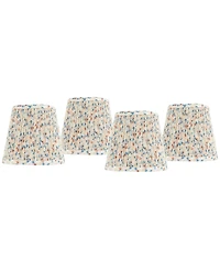 Springcrest 4" Top x 6" Bottom x 5 1/2" High x 5 1/2" Slant Print Lamp Shade Replacement Set of 4 Pleated Clip On