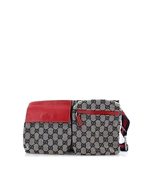 Pre-Owned Gucci Vintage Double Belt Bag Gg Canvas with Leather