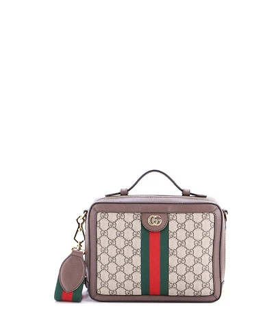 Pre-Owned Gucci Small Ophidia Zip Around Camera Bag Gg Coated Canvas